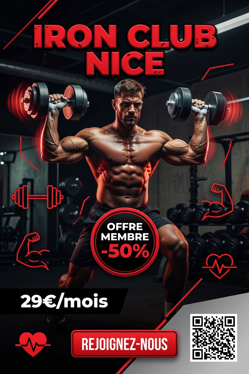 Poster salle de sport créé avec l'IA