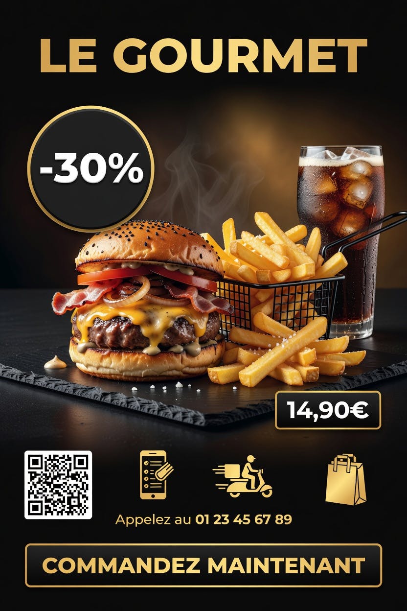 Poster restaurant créé avec l'IA
